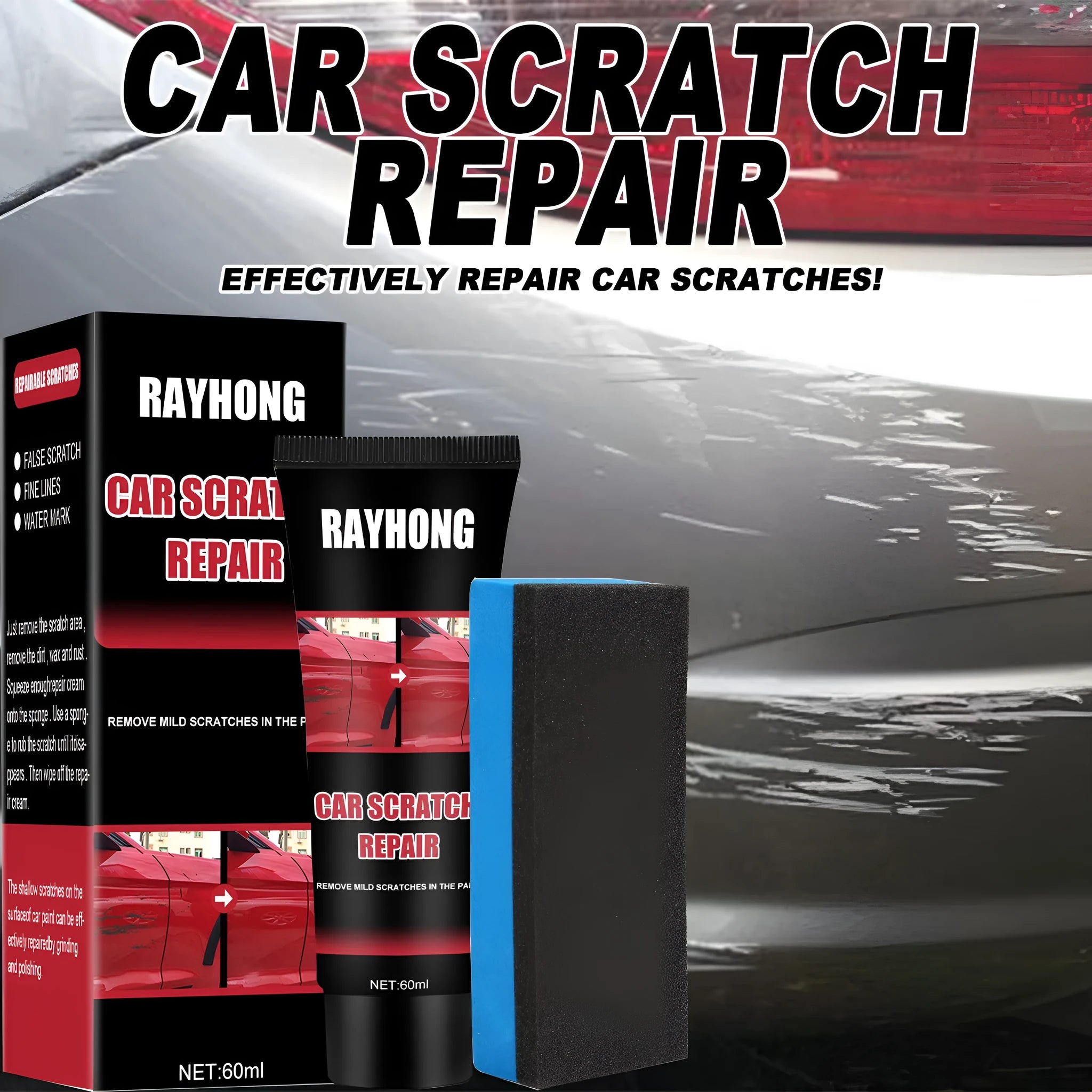 60ml car scratch repair wax set with lacquer wax for paint surface maintenance