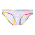 Women's transparent mesh briefs in multiple colours showing knitted nylon fabric construction