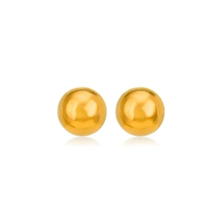 Titanium steel ball stud earrings with round geometric design in gold and silver electroplated finishes