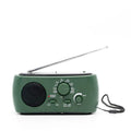 AM FM solar hand crank rechargeable radio with LED flashlight in white, measuring 15x7x4cm, for hiking and emergency use