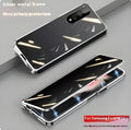 Black magnetic suction glass phone case for Samsung Z Fold 2 3 4 with metal frame and hot-pressed finish