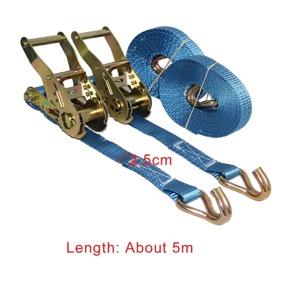 Ratchet tensioner furniture fastening strap with double hook system for cargo binding