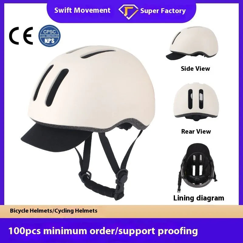 Adult PC EPS cycling helmet in L size 58-61cm on white background, side view showing adjustable fit system and four colour options