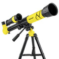 White or yellow plastic astronomical telescope with tripod for kids astronomy