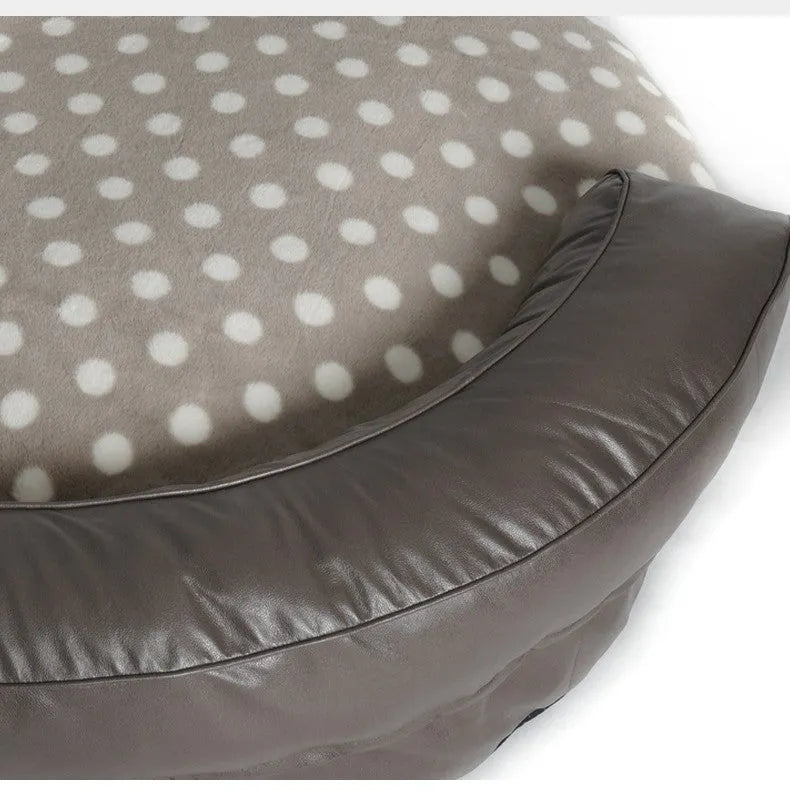 Large cloth dog kennel mat 124cm x 30cm in dot style khaki or dark grey rectangular pet bed