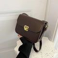 Women's soft PU leather cross-body bag in horizontal square shape showing texture detail and colour options