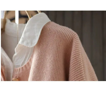 Women's polyester knitted cardigan with button pocket, solid colour, princess sleeves, regular fit in apricot colour