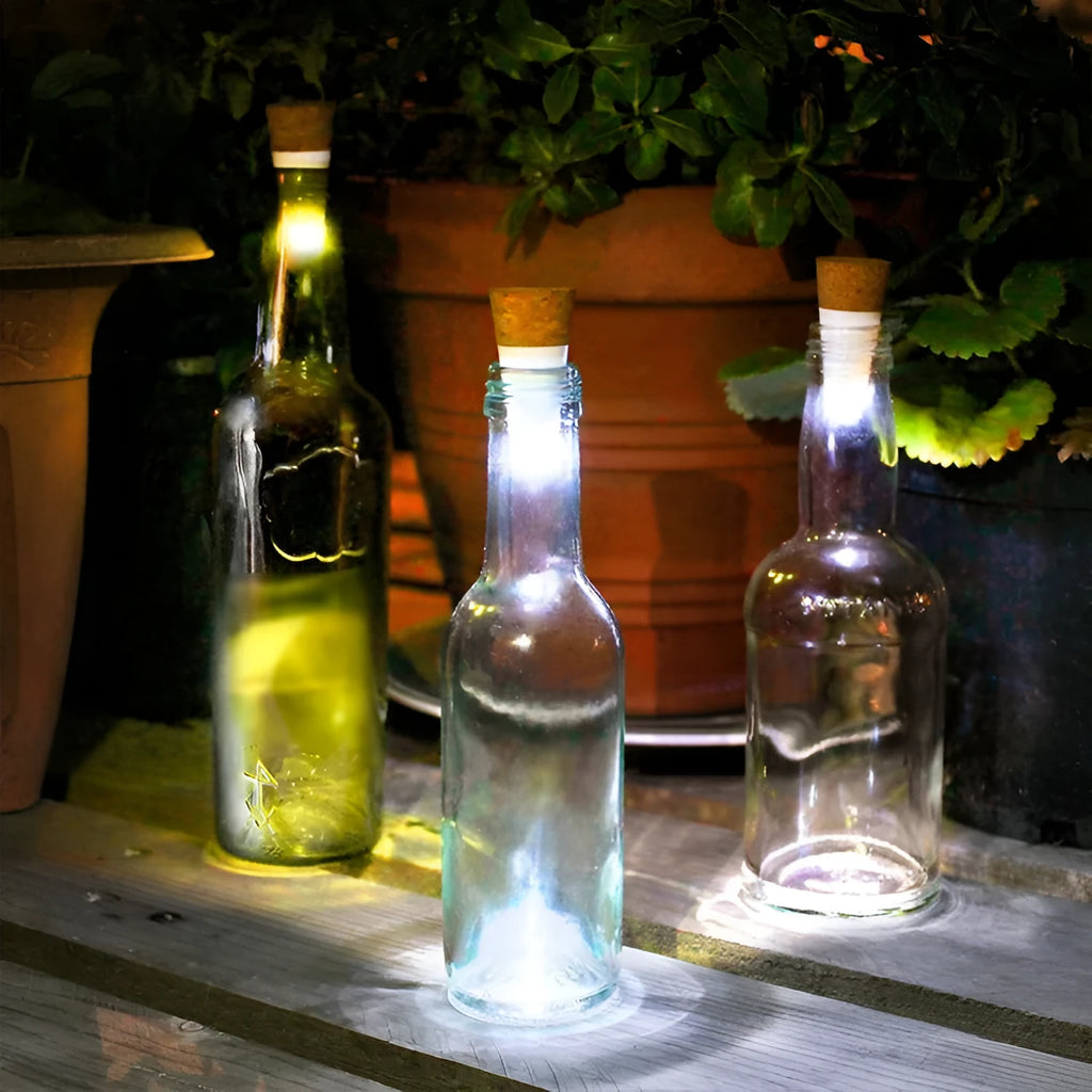 A plastic rechargeable LED bottle cap light for holiday decoration, measuring 30mm wide.