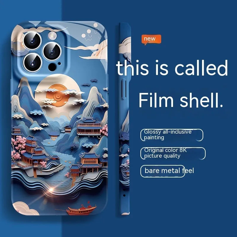 Paper Cuttings China-Chic silicone mobile phone case with fall prevention, liquid film design, for Apple iPhone models