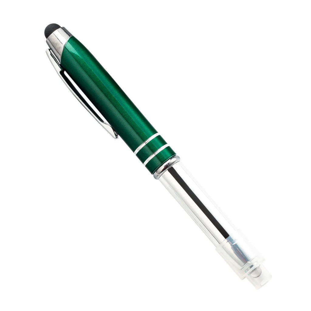Metal multifunctional pen with capacitive stylus tip, LED light, and five colour options