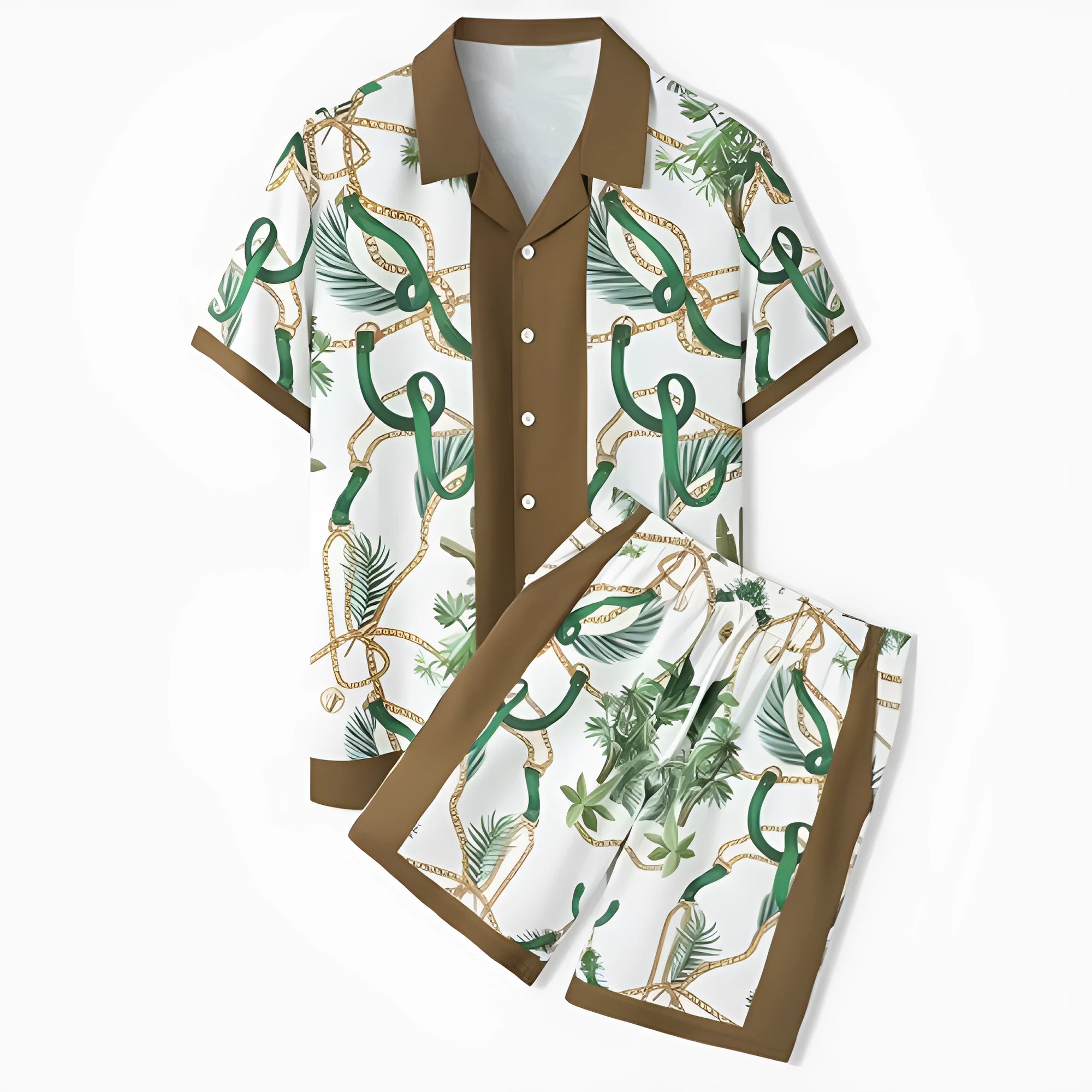 Beach plaid print shirt and trousers outfit set in European style for teenage summer wear
