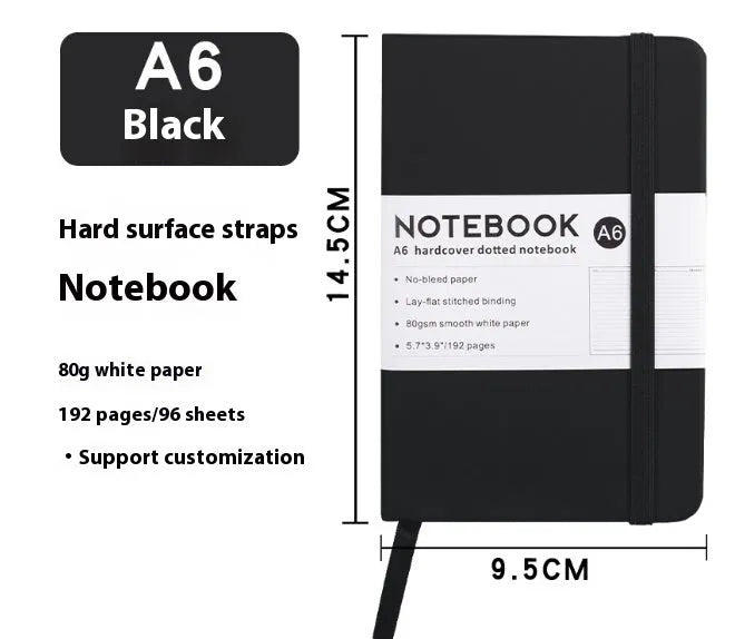 A5 diary notebook with soft skin-feel PU leather cover, strap closure, and horizontal line inner pages