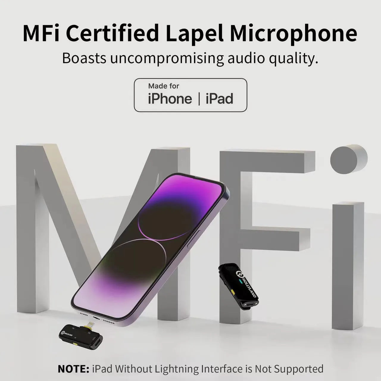 LARKC1 wireless lavalier microphone set with plastic body for mobile phone recording