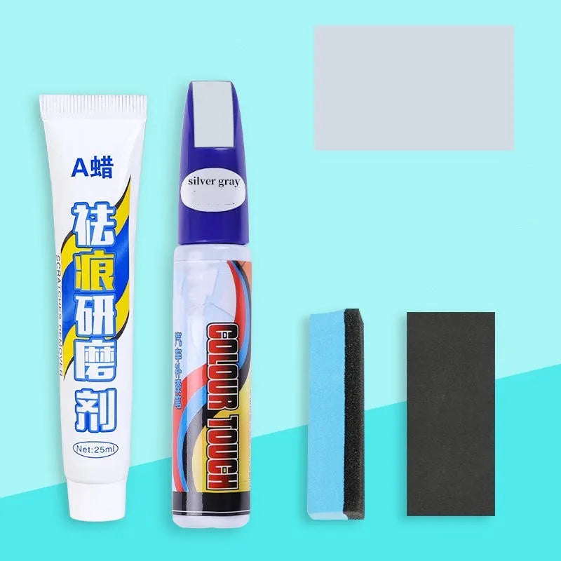 Automotive paint repair pen and scratch repair fluid 4-piece set with ten colour options