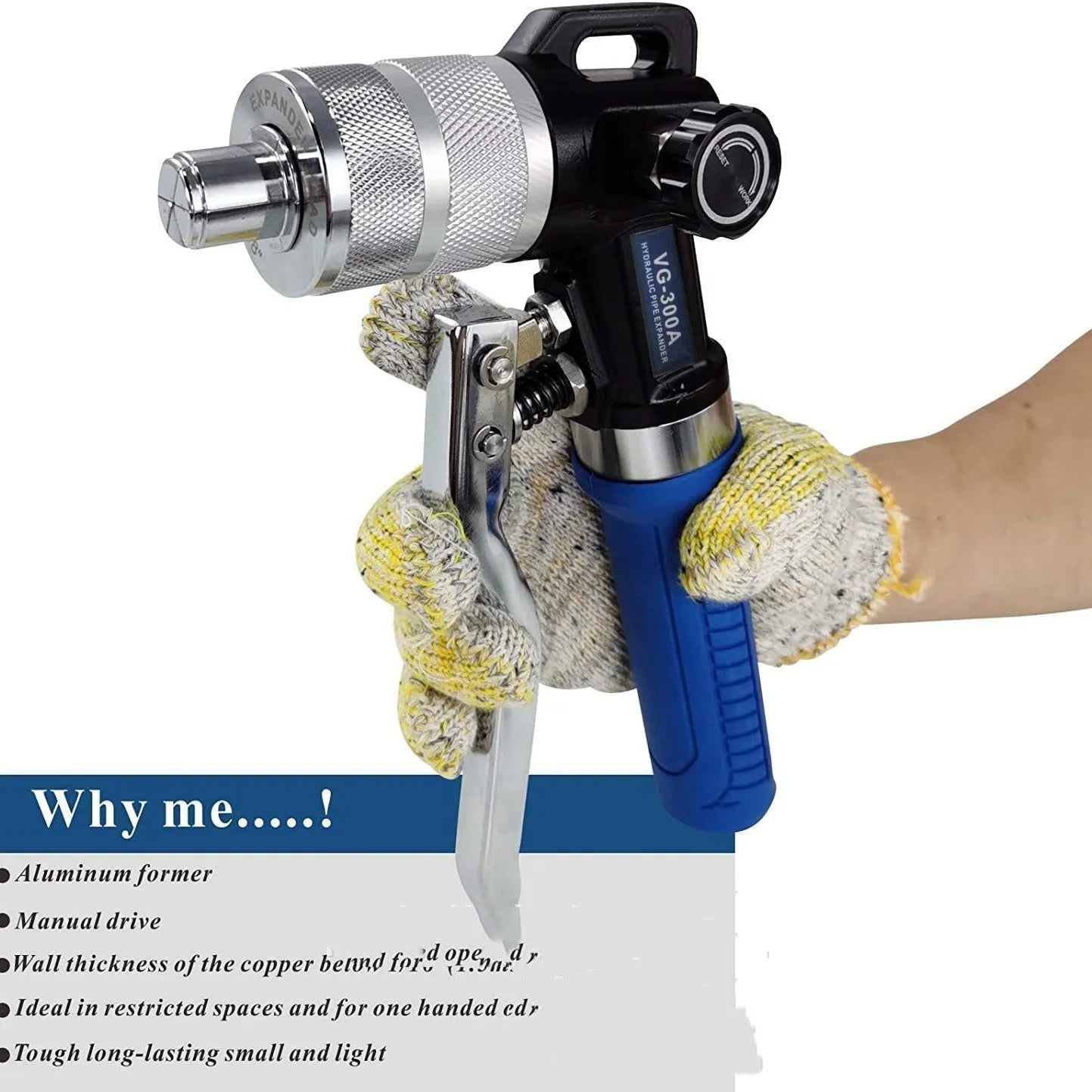 Hydraulic tube expander refrigeration tool made from high-strength alloy steel, VG-300 model.