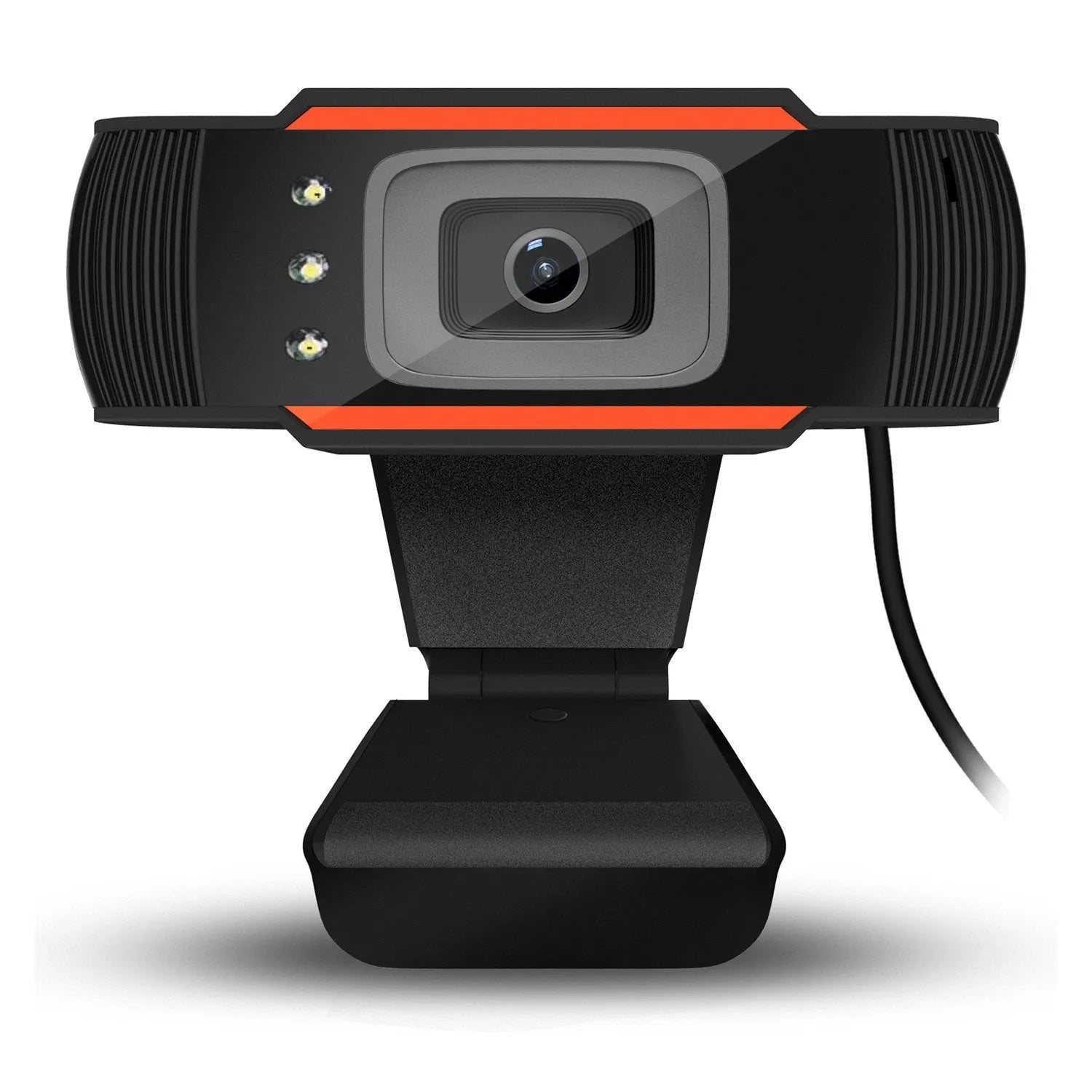 USB LED fill light webcam in black with adjustable brightness, compact desktop camera
