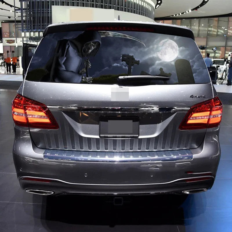 SUV pickup truck rear window glass sticker with Death Graveyard pattern in 135x36cm size