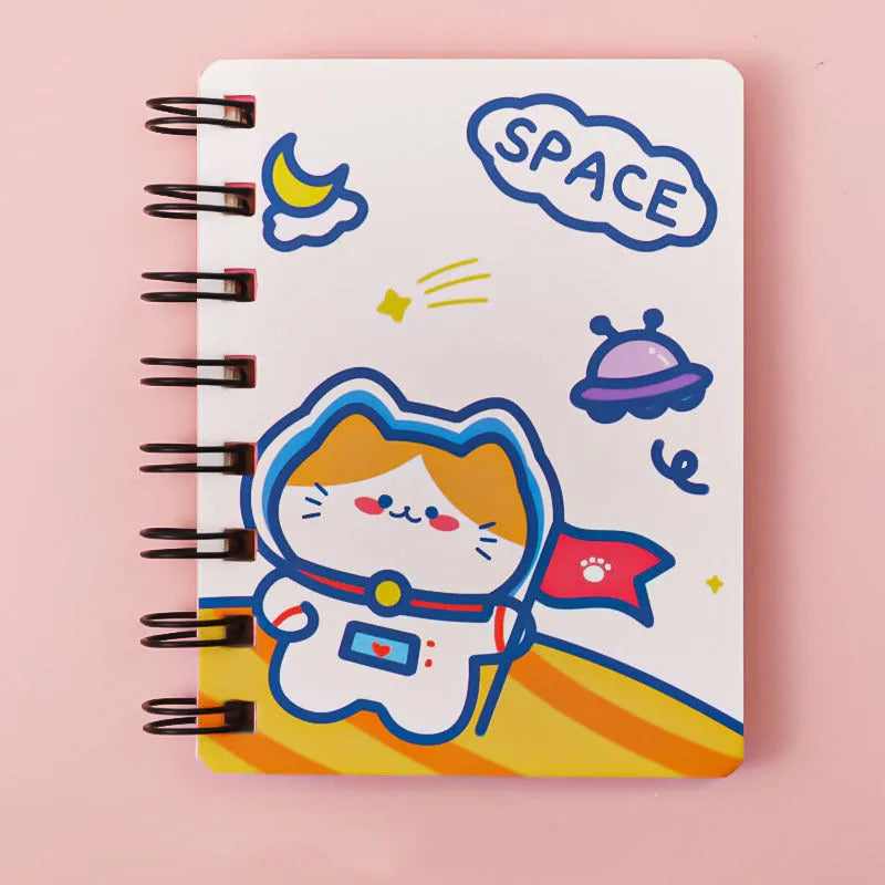 Astronaut series pocket flipper notebook showing 10.5cm x 8cm dimensions with choice of four cover designs