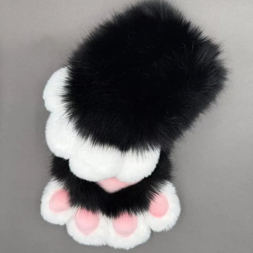 Colourful animal claw cosplay gloves in multiple two-tone colour options on a white background.
