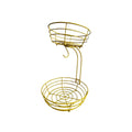 Black and gold wrought iron double-layer fruit storage basket for restaurant kitchen