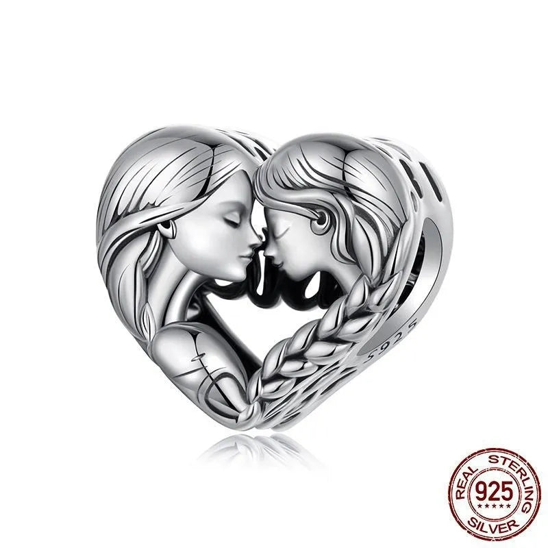S925 silver oxidised charm bead for DIY bracelet string, 1.0x1.1cm size, 0.45cm aperture