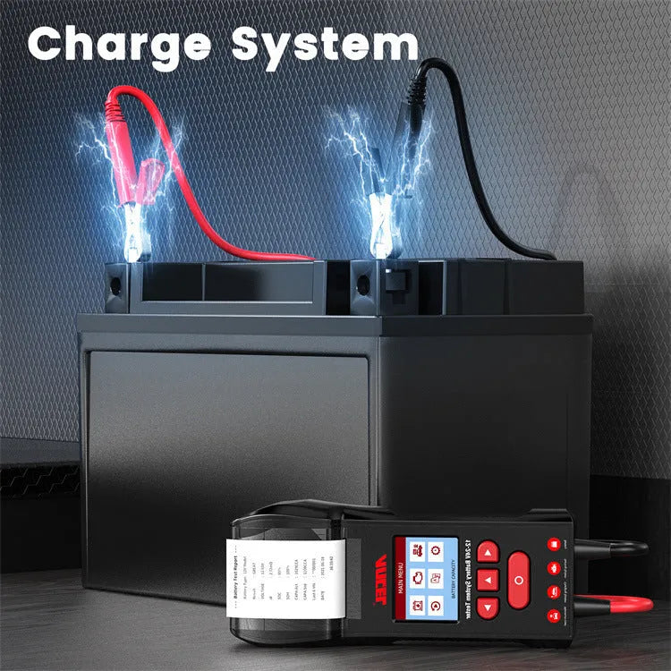 BST600 black automotive battery tester with printing function for 12V and 24V battery analysis