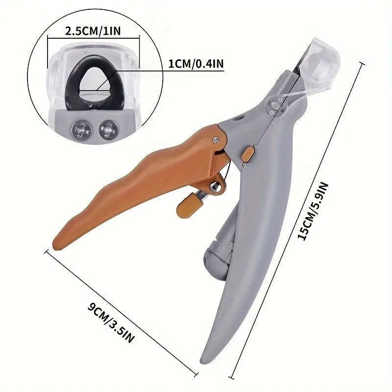 Yellow LED pet nail trimmer with magnifying glass and hardened steel blades for cat and dog grooming