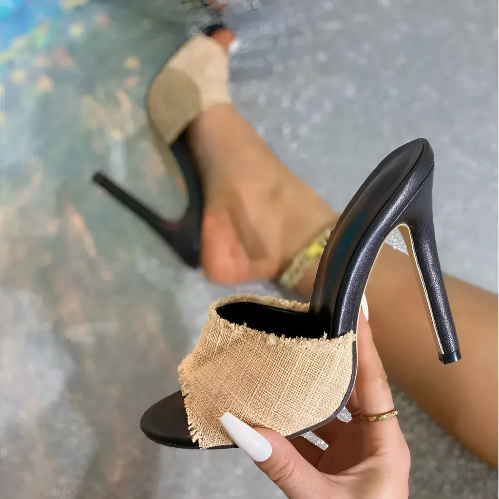 Apricot women's sandals with separate toe bracket, sheepskin fur upper, and cowhide stitching
