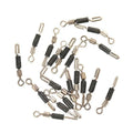 Wire clip silicone opening swivel pin fishing accessory showing rotation mechanism and size options