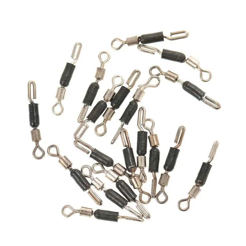 Wire clip silicone opening swivel pin fishing accessory showing rotation mechanism and size options