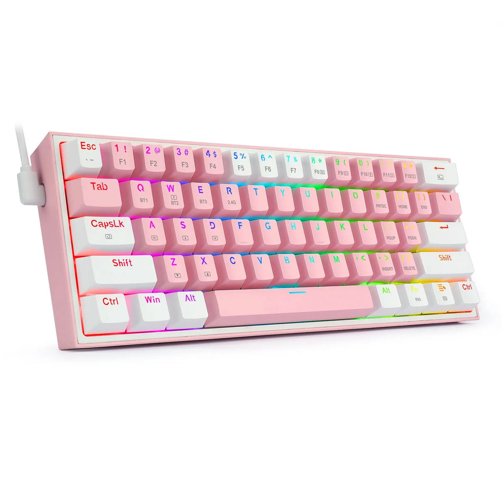 Wireless Bluetooth 61 key mechanical keyboard with RGB backlight in greywhite colour option