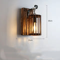 Chinese antique bamboo wall lamp with iron construction, four LED options, for corridor or tea house use