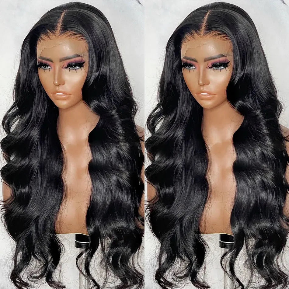 Former lace wig for women, long black curly hair, high temperature silk, 14 to 32 inch length options