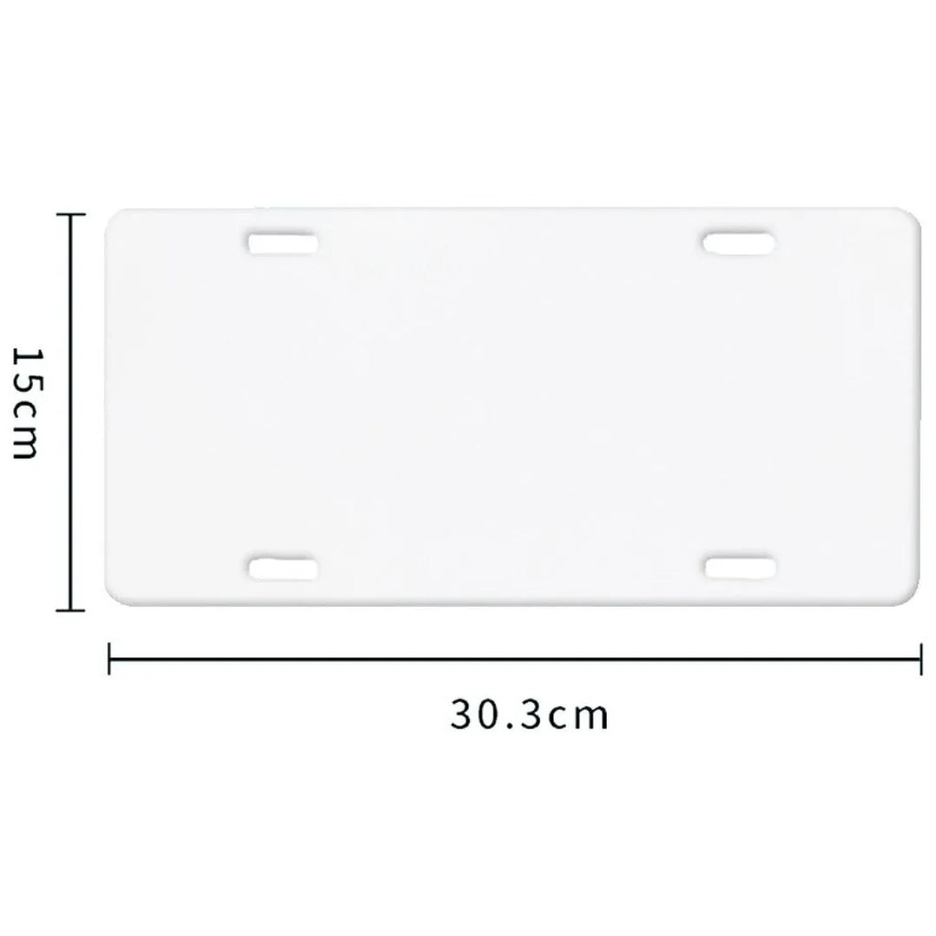 White aluminium licence plate sheet measuring 30.3 by 15 centimetres with four thickness options