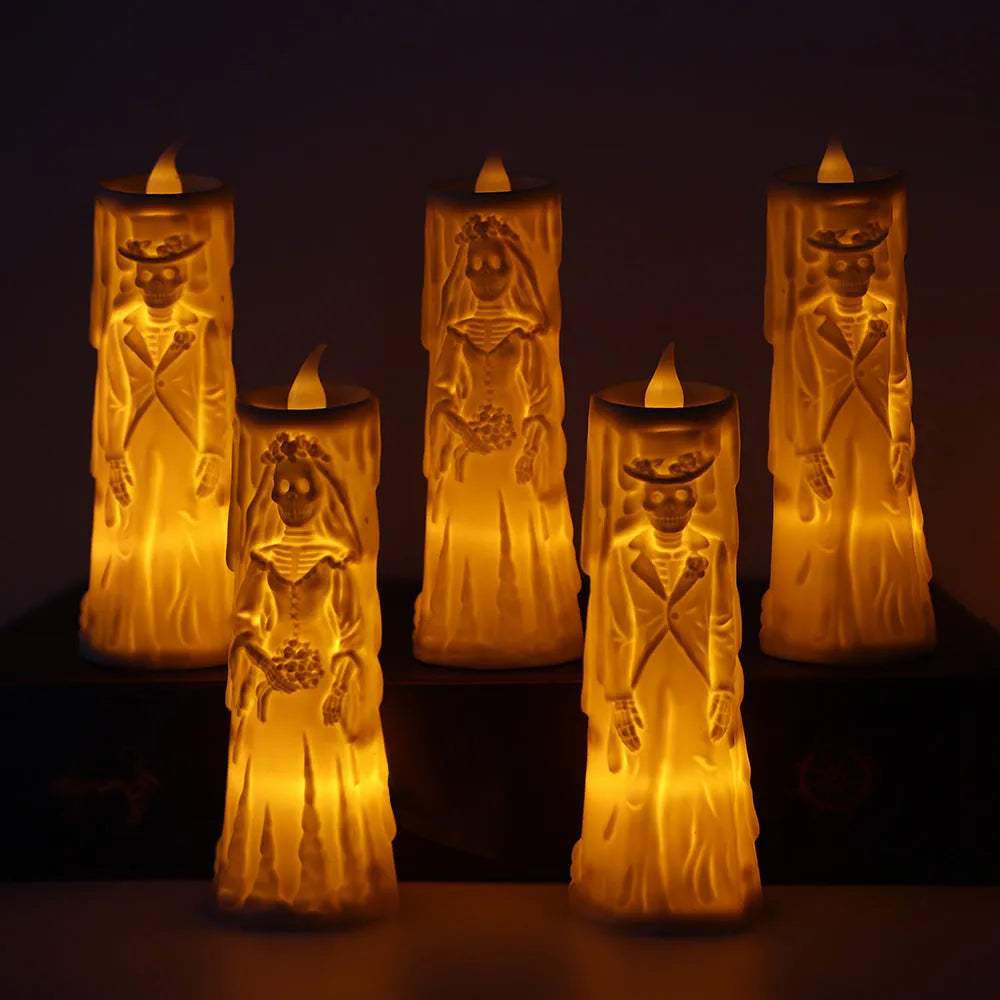 Halloween ghost groom bride LED candle light decoration plastic American style free size