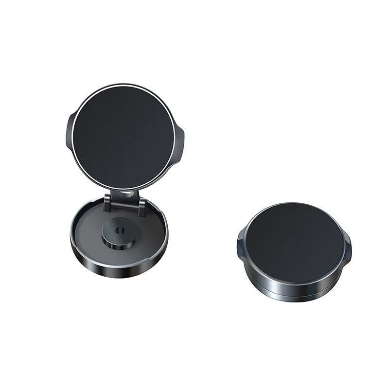 Black magnetic car phone holder with suction cup on steering wheel, ABS zinc alloy construction