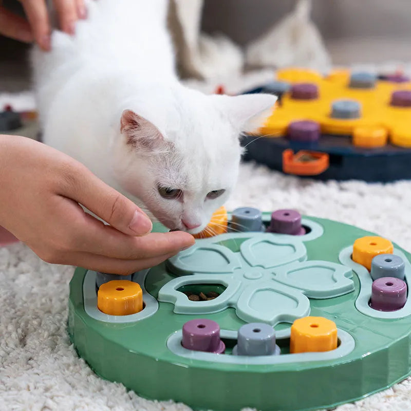 Blue rubberised silicone dog slow feeder puzzle mat with maze-like feeding channels