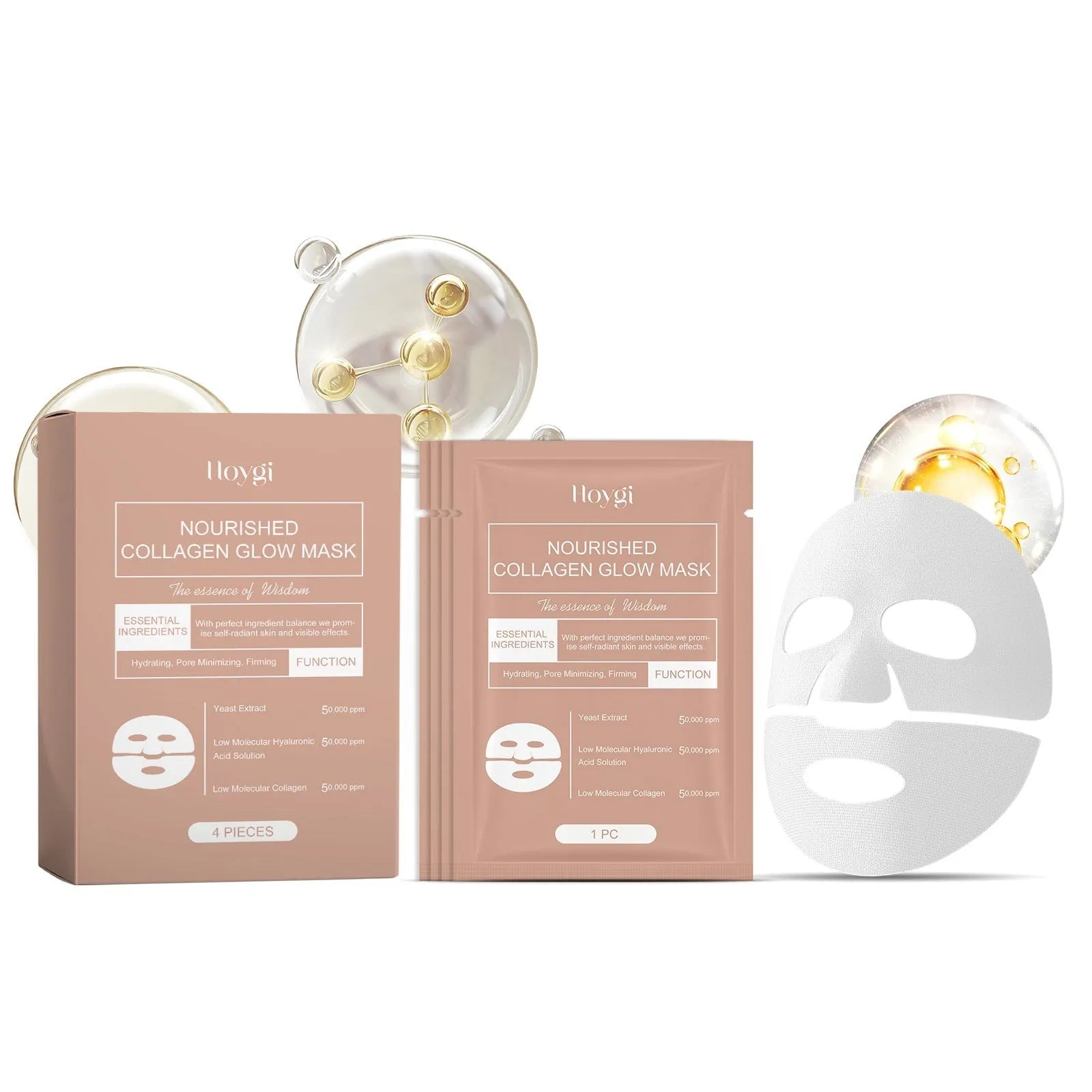 Collagen sheet face mask with cream gel essence for skin hydration