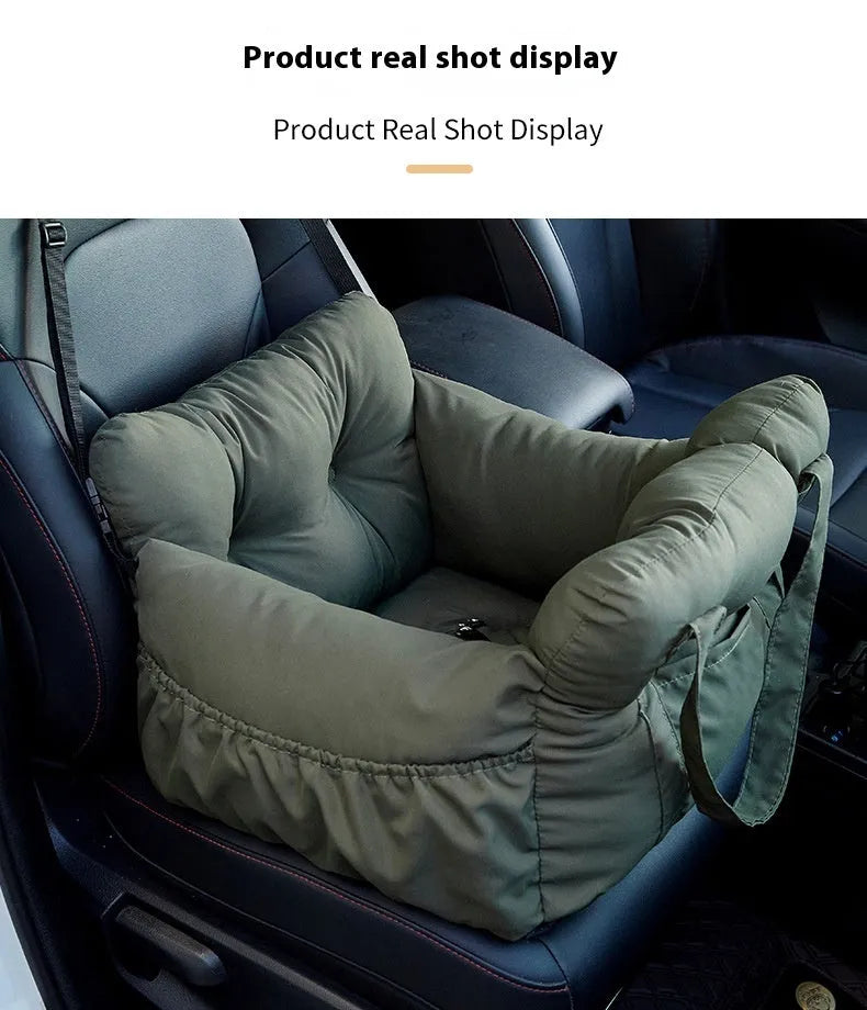 Green cloth pet car bed safety seat for dogs cats S and L sizes