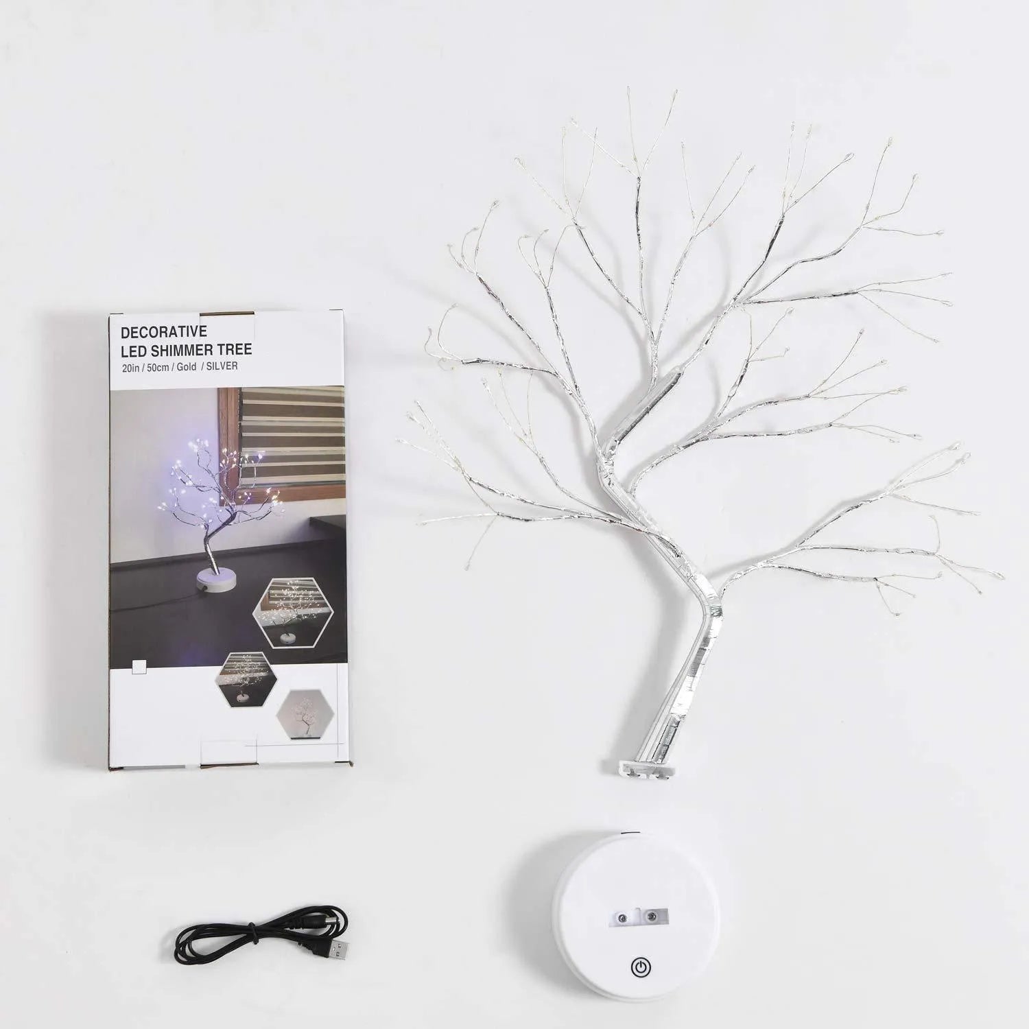 LED tree shape string lamp with 108 warm white beads on a 50cm copper wire frame