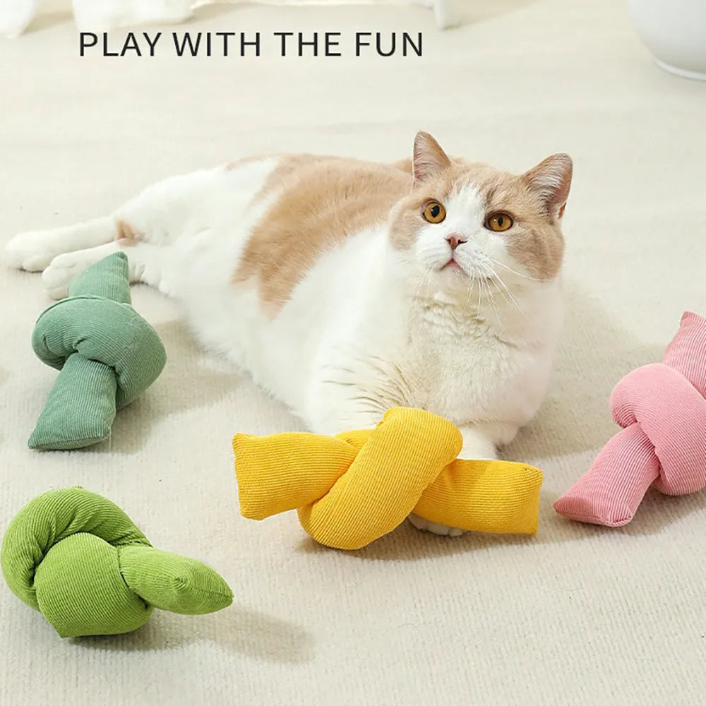 Natural white cotton dog rope toy with multiple knots for tug games and chewing