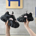 Women's pink casual sneakers with thick sole and cross shoulder strap design