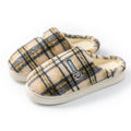 Plaid cotton slippers with non-slip PVC sole for indoor home use