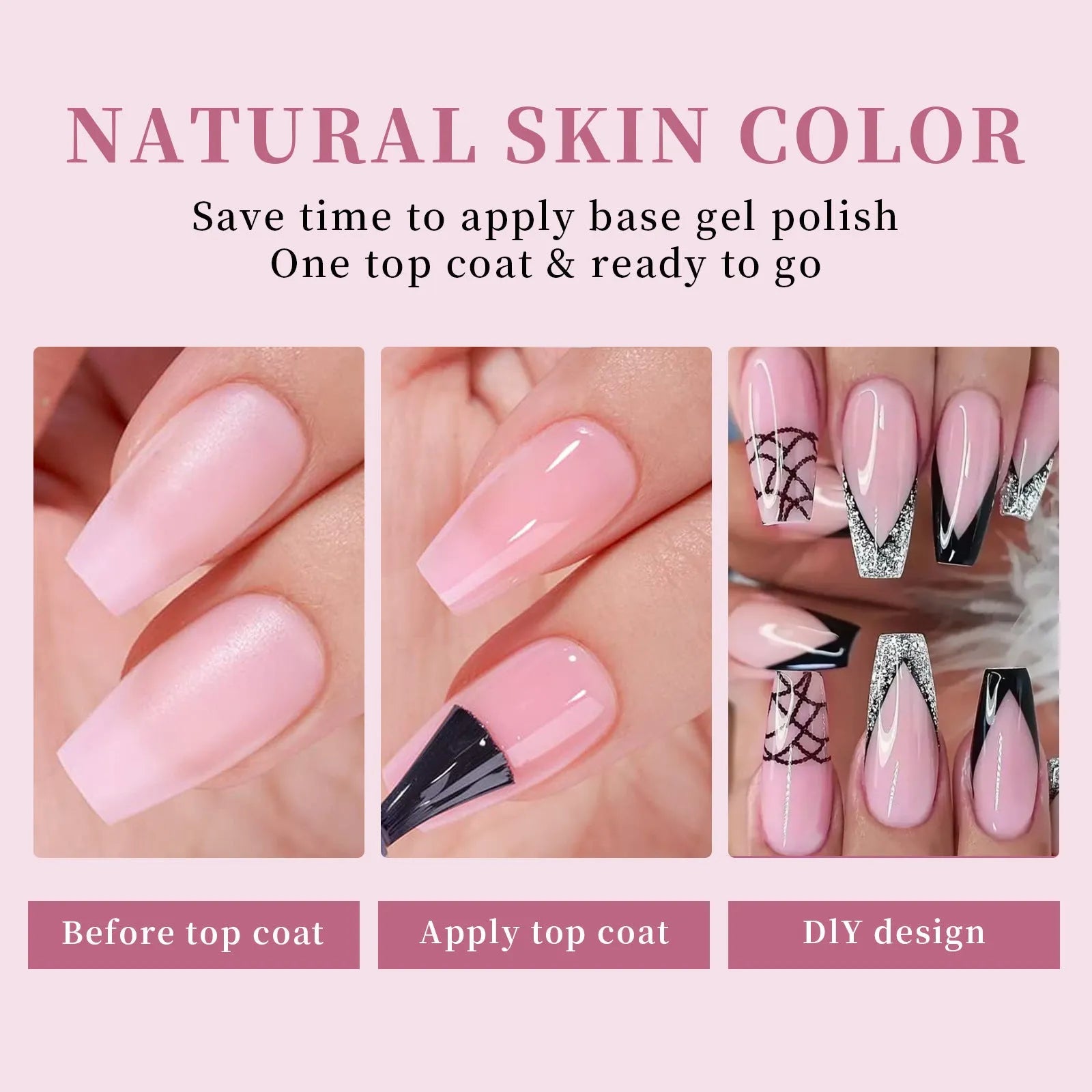 Removable seamless nail stickers in eight nude colour variations for women