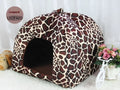 Hand-stitched cotton pet house with low foot railing, available in six colours and five sizes.