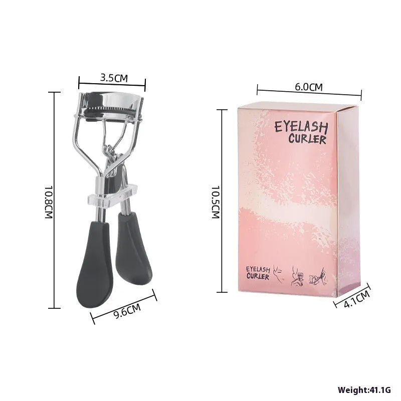 Manual A4 eyelash curler with comb in carbon steel and ABS plastic, shown in a selection of colours.