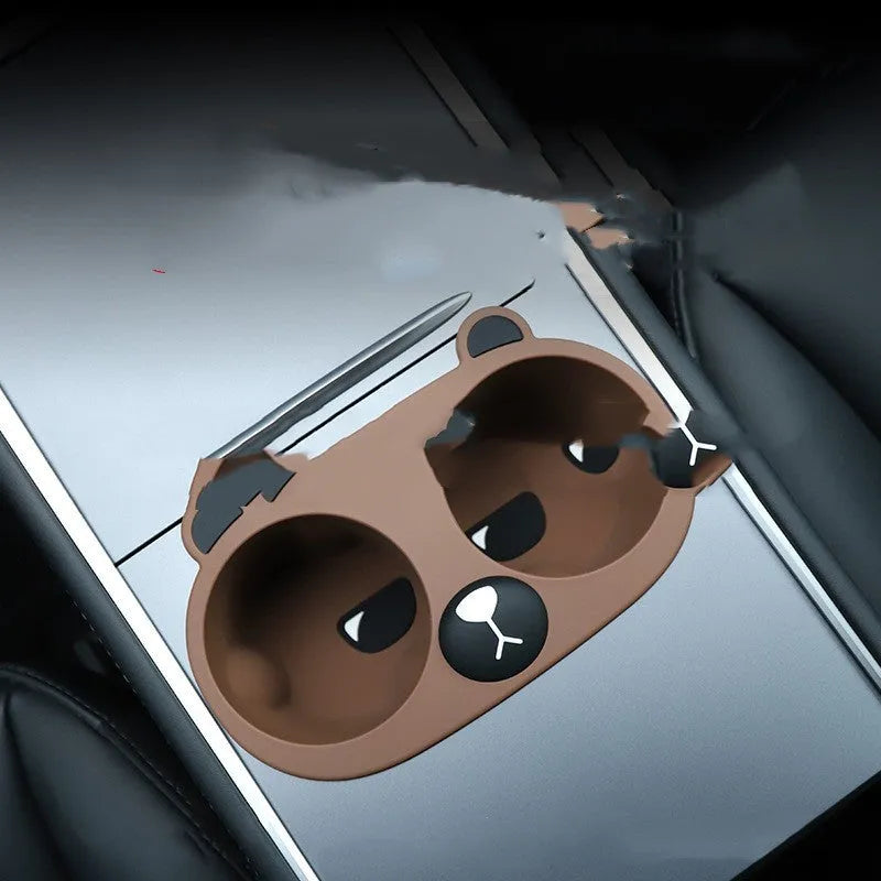 Flexible silicone car cup holder stabiliser insert in grey colour