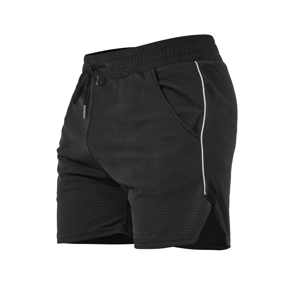 Men's straight-leg polyester sports casual shorts in multiple colours