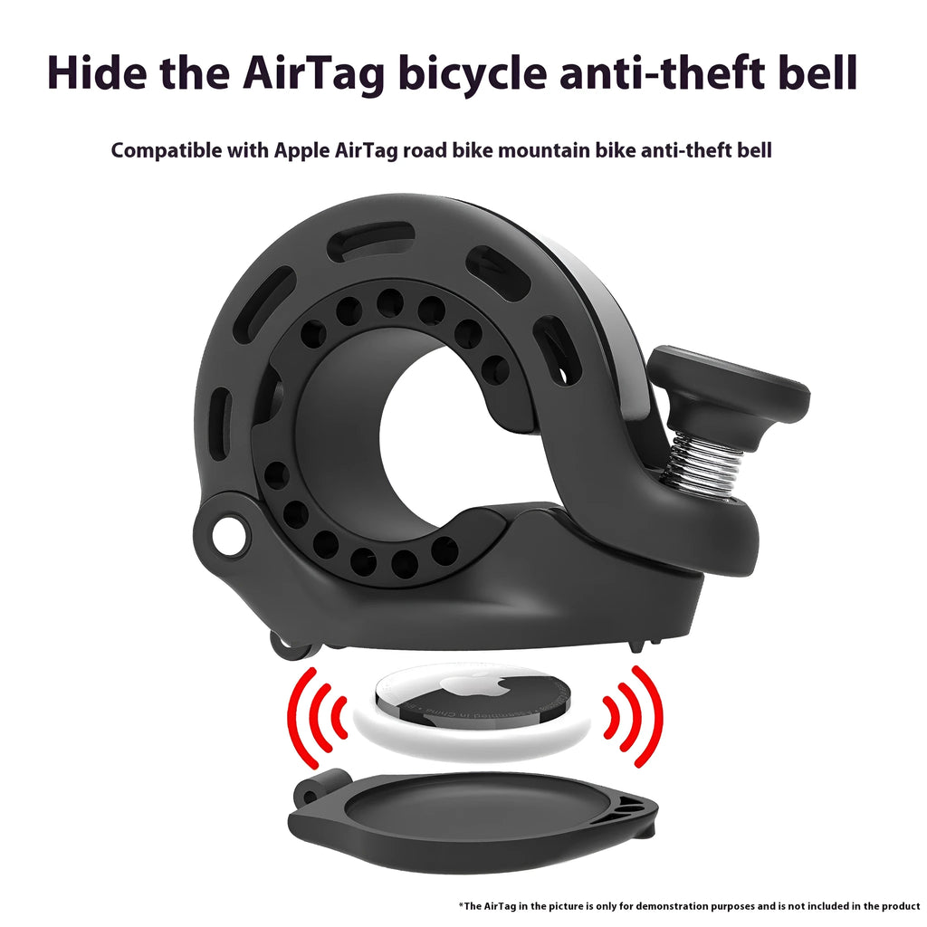 Black aluminium alloy bicycle positioning anti-theft thumb bell with gaskets and wrench