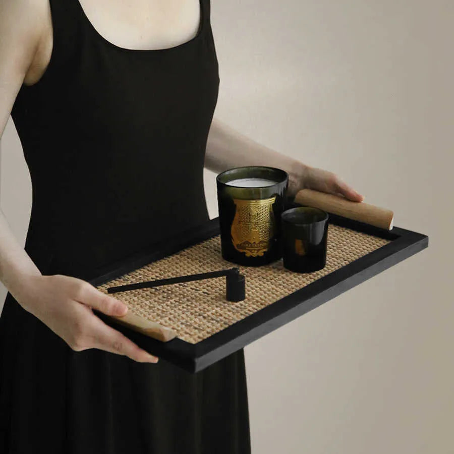 Pine wood dining tray with compartments in small and large size options